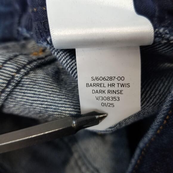 GAP Jeans Womens 14 Tall Blue Barrel High Rise Dark Rinse 100% Cotton - Picture 8 of 13